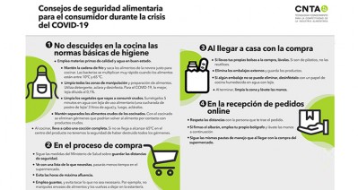 CNTA ofrece una serie de recomendaciones prácticas para que los  profesionales en tienda puedan ofrecer al cliente sobre cóm evitar el riesgo de contagio con los alimentos.