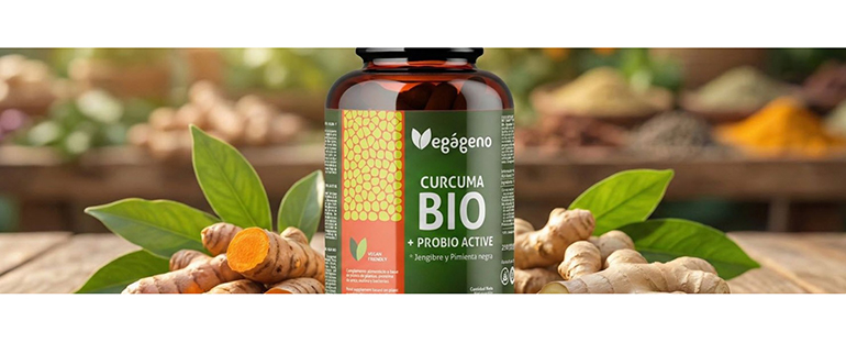 Cúrcuma con jengibre y pimienta negra Bio con probióticos y prebióticos