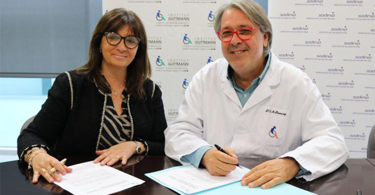 Carina Cabezas, de Sodexo; y Josep M. Ramírez, de Institut Guttmann.