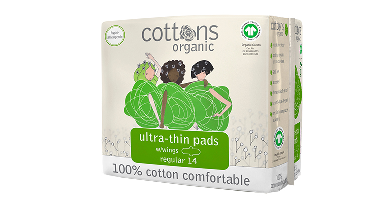 Compresas ultrafinas con alas y cobertura interior de algodón 100% orgánico y biodegradable 